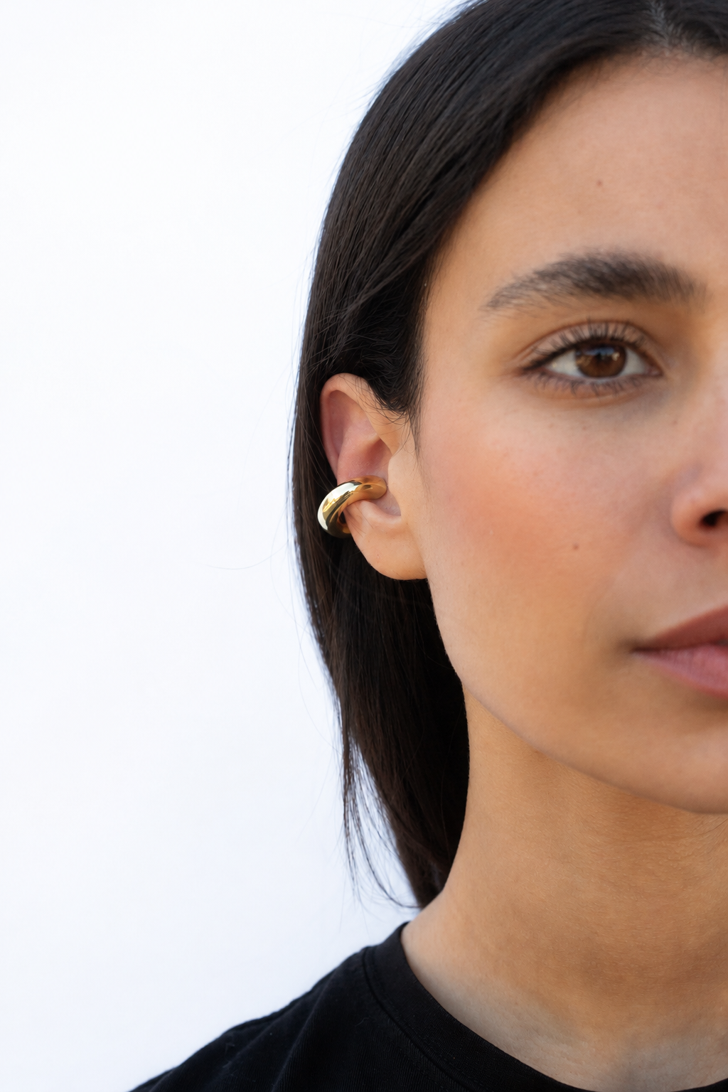 Einzelner Basic Ear Cuff, 18 Karat vergoldet